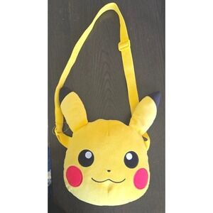 Nintendo Pokémon Pikachu Plush Head Crossbody Bag Adjustable Strap Yellow